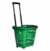 9535.- Canasta de plástico con ruedas para compras - Capacidad 25 LTS - Color Verde-min