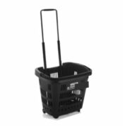 9536.- Canasta de plástico con ruedas para compras - Capacidad 25 LTS - Color Negro-min