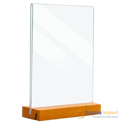 Porta Afiche acrílico de 3mm en formato A3 con Base de Madera